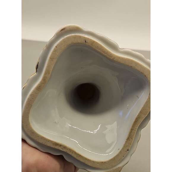 Vintage Candelabra Porcelain Embossed Hand Painted Victorian Era Gold Trim - Picture 6 of 10